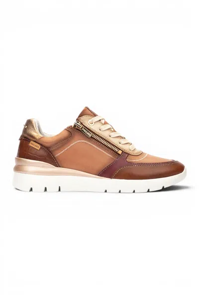 Pikolinos Women's Tan Beige Leather Sneakers Trainer Shoes - Cantabria In Multi
