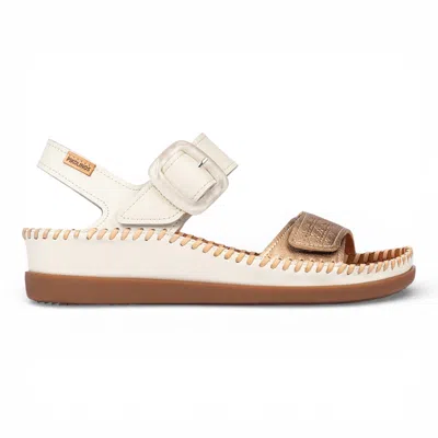 Pikolinos Women's White Leather Lightweight Summer Wedge Sandals - Cadaques