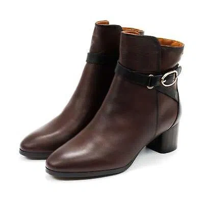 Pre-owned Pikolinos Womens Booties Calafat Leather Zip-up Shoes Ankle Boots In Brown