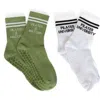 Pilates University 1883 Assorted 2-pack Classic Nonslip Grip Crew Socks