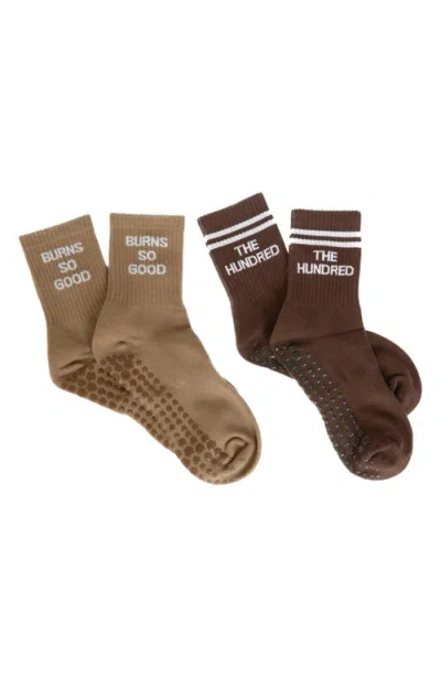 Pilates University 1883 Assorted 2-pack Nonslip Grip Crew Socks