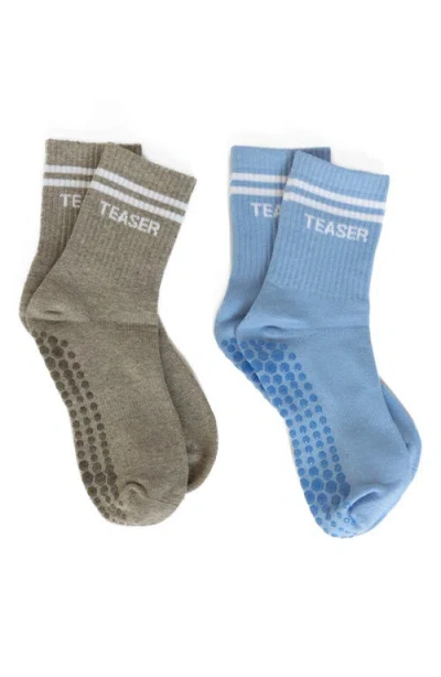 Pilates University 1883 Assorted 2-pack Teaser Nonslip Grip Crew Socks
