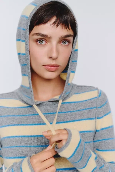 Pilcro 100% Cashmere Cropped Hoodie In Blue