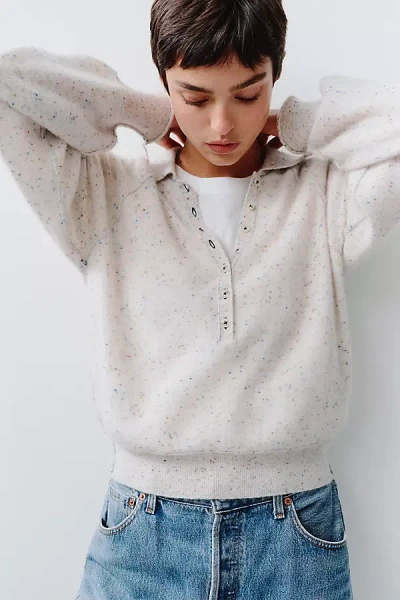 Pilcro 100% Cashmere Henley Sweater In Grey