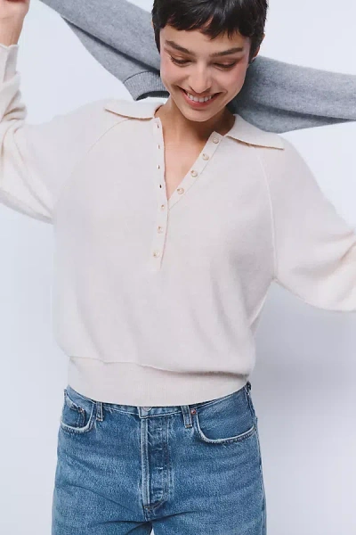 Pilcro 100% Cashmere Henley Sweater In Neutral
