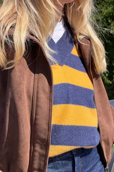 Pilcro 100% Cashmere V-neck Sweater In Blue