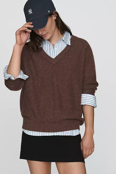 Pilcro 100% Cashmere V-neck Sweater In Brown