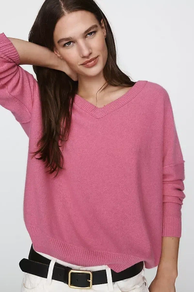 Pilcro 100% Cashmere V-neck Sweater In Pink