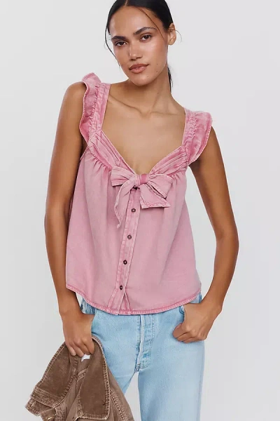 Pilcro 100% Cotton Bow Tank Top In Pink