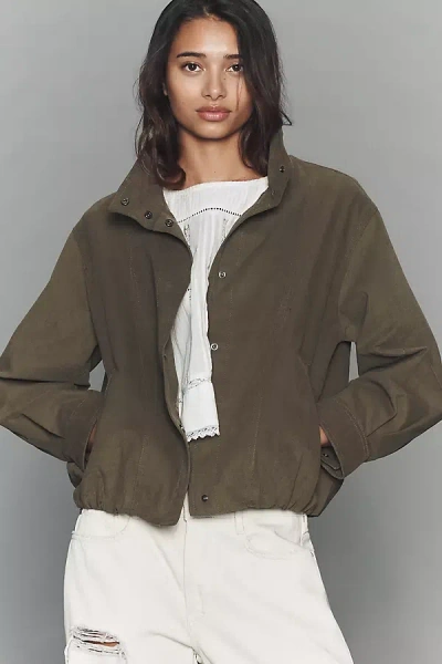 Pilcro 100% Cotton Bubble-hem Utility Jacket In Green