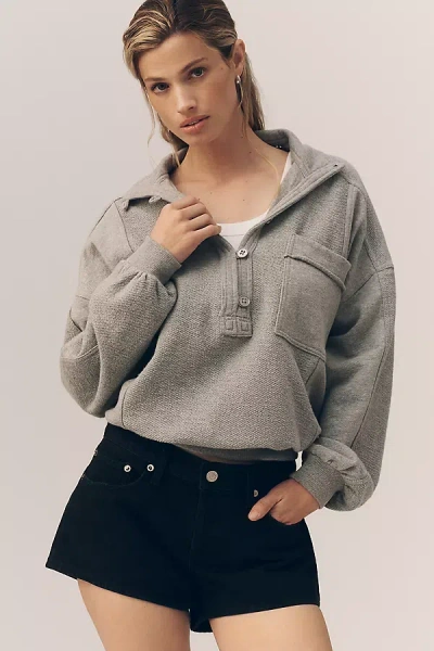 Pilcro 100% Cotton Button-front Popover Top In Gray