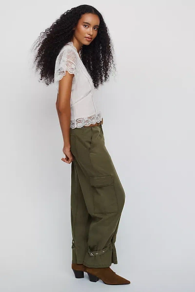 Pilcro 100% Cotton Harem Cargo Pants In Green
