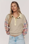 Pilcro 100% Cotton Mixed Knit Pullover In Multi