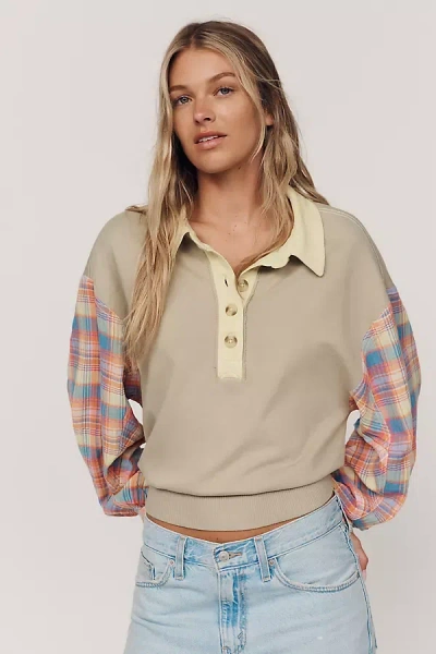 Pilcro 100% Cotton Mixed Knit Pullover In Multi