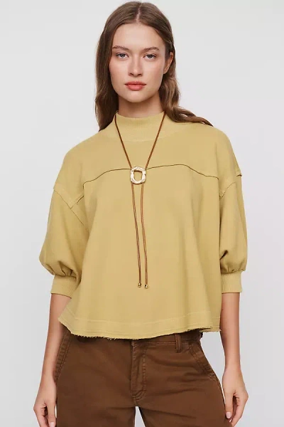 Pilcro 100% Cotton Mock Neck Swing Top In Brown