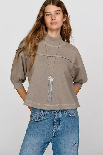 Pilcro 100% Cotton Mock Neck Swing Top In Neutral