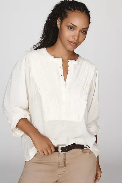 Pilcro 100% Cotton Ruffle Blouse In Ivory