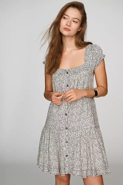 Pilcro 100% Cotton Ruffle Mini Dress In Gray