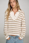 Pilcro 100% Cotton Twofer Collared Sweater In Neutral
