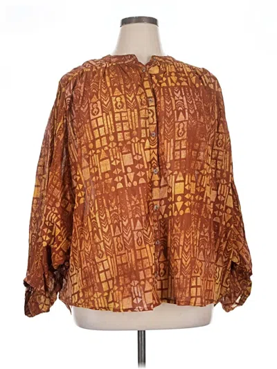 Pre-owned Pilcro 3/4 Sleeve Blouse In Brown