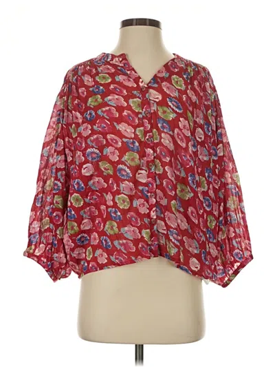Pre-owned Pilcro 3/4 Sleeve Blouse In Red