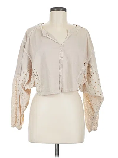 Pre-owned Pilcro 3/4 Sleeve Blouse In Tan