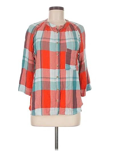 Pre-owned Pilcro 3/4 Sleeve Button Down Shirt In Blue