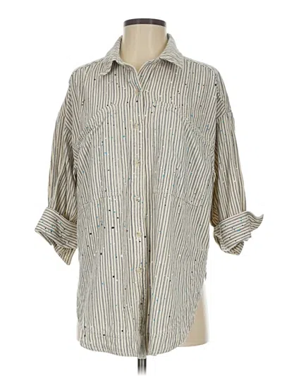 Pre-owned Pilcro 3/4 Sleeve Button Down Shirt In Brown