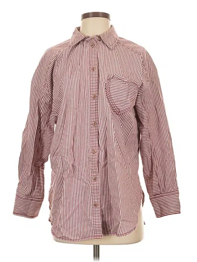 Pre-owned Pilcro 3/4 Sleeve Button Down Shirt In Burgundy