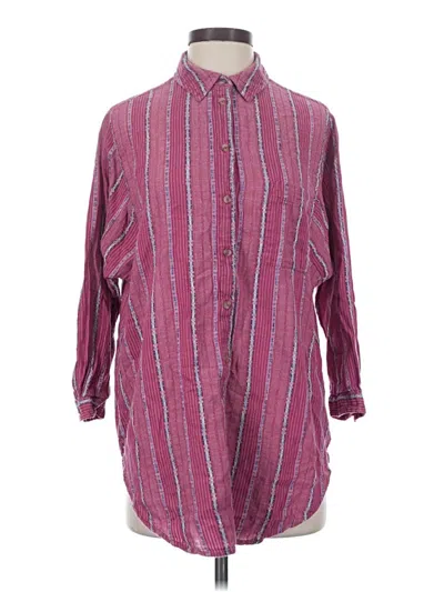 Pre-owned Pilcro 3/4 Sleeve Button Down Shirt In Burgundy