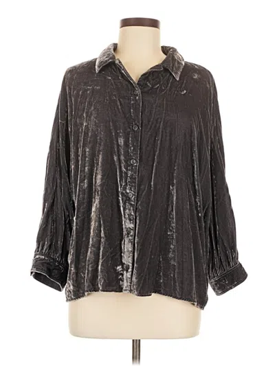 Pre-owned Pilcro 3/4 Sleeve Button Down Shirt In Gray