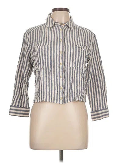 Pre-owned Pilcro 3/4 Sleeve Button Down Shirt In Gray