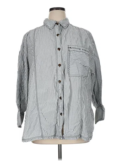 Pre-owned Pilcro 3/4 Sleeve Button Down Shirt In Gray