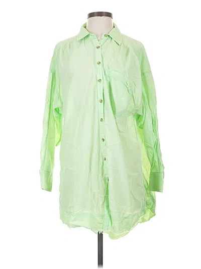 Pre-owned Pilcro 3/4 Sleeve Button Down Shirt In Green