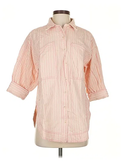 Pre-owned Pilcro 3/4 Sleeve Button Down Shirt In Orange