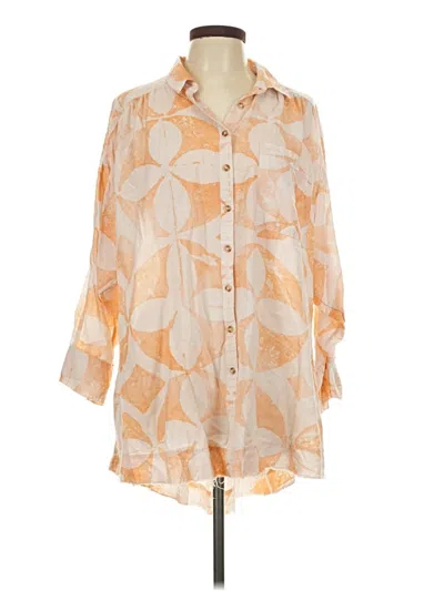 Pre-owned Pilcro 3/4 Sleeve Button Down Shirt In Orange