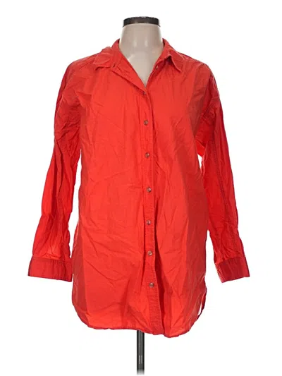 Pre-owned Pilcro 3/4 Sleeve Button Down Shirt In Red