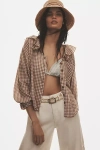 Pilcro 3/4 Sleeve Ruffle Collar Buttondown Shirt In Neutral