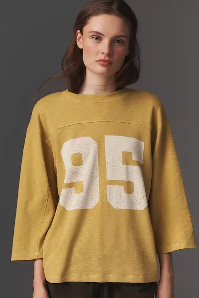 Pilcro 3/4 Sleeve Varsity Tee In Brown