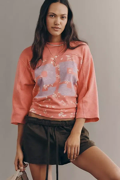 Pilcro 3/4 Sleeve Varsity Tee In Orange