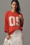 Pilcro 3/4 Sleeve Varsity Tee In Red