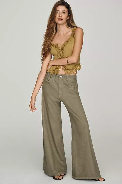 Pilcro Adi Mid-rise Clean-hem Flare Pants In Green