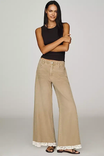 Pilcro Adi Mid-rise Relaxed Wide-leg Jeans In Beige