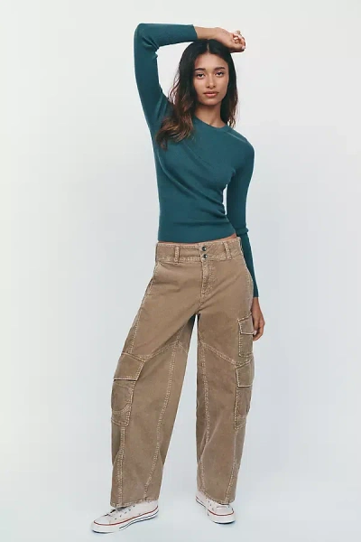 Pilcro Aero Corduroy Wide-leg Cargo Pants In Brown