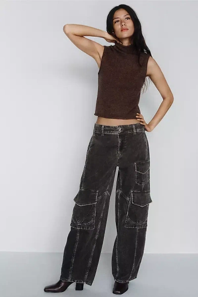 Pilcro Aero Corduroy Wide-leg Cargo Pants In Brown