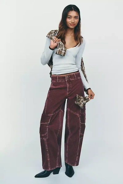 Pilcro Aero Corduroy Wide-leg Cargo Pants In Purple
