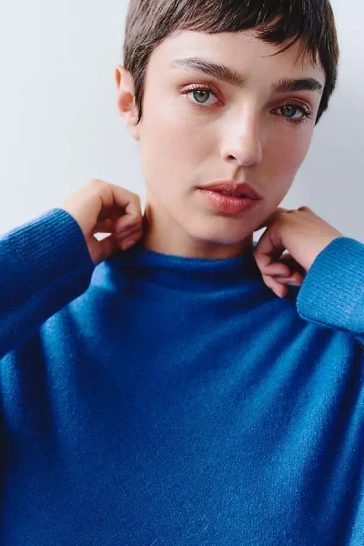 Pilcro Alani 100% Cashmere Mock-neck Sweater In Blue