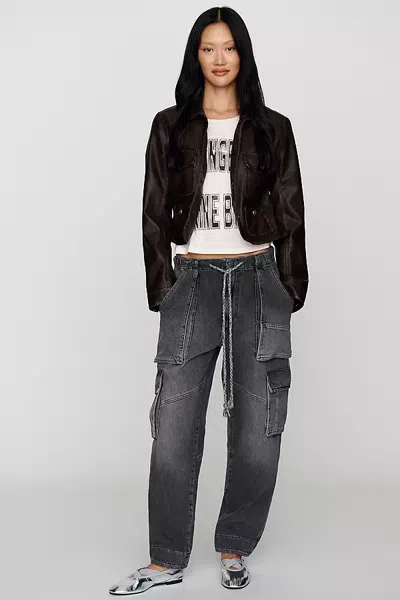 Pilcro Aleutian Peg High Rise Taper Utility Jeans In Black