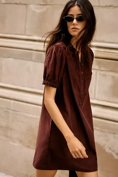Pilcro Aly 100% Cotton Corduroy Mini Shirtdress In Brown
