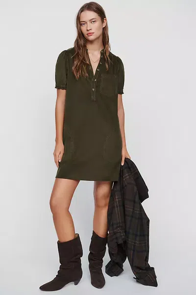 Pilcro Aly 100% Cotton Corduroy Mini Shirtdress In Green
